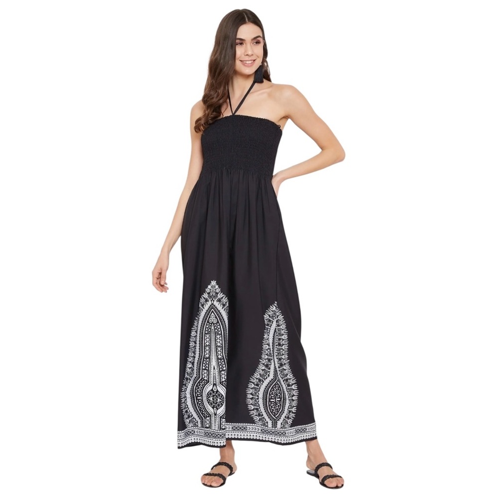 Gypsie Blu Maxi Strapless Dress Smocked Boho Summer Vacations